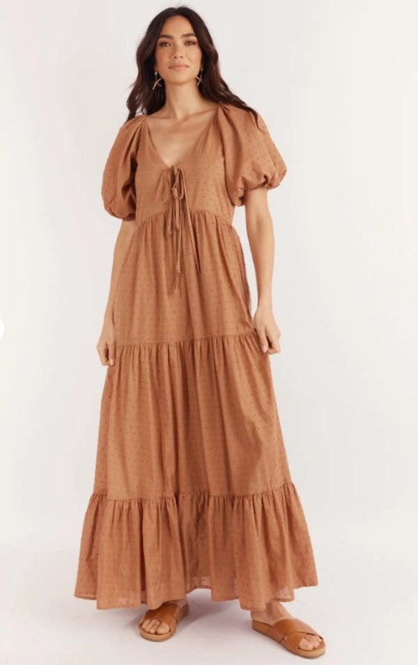 Girl and the Sun Valentima Maxi Dress Brown Spot