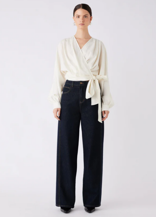Hilton Tie Side Blouse - Ivory