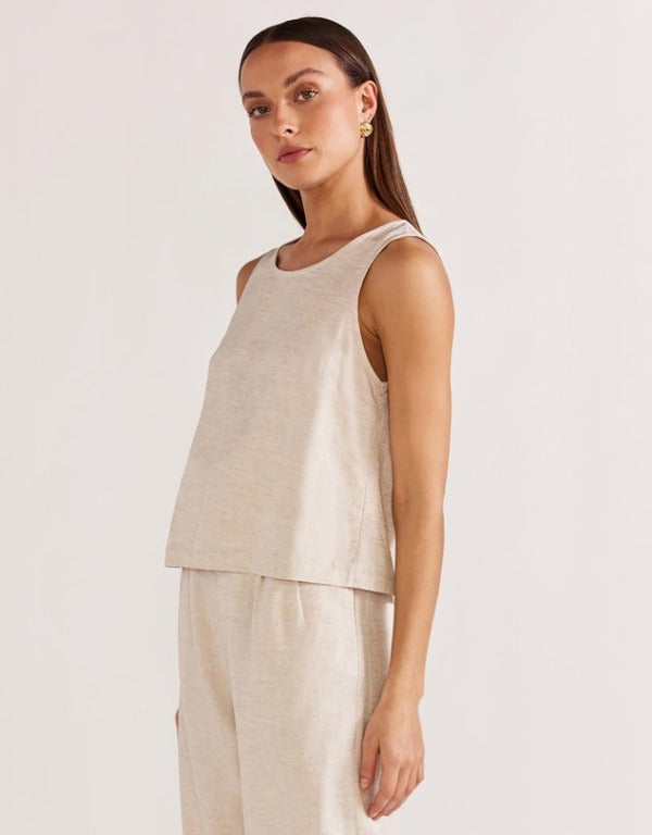 Staple The Label Vance Tie Back Top Natural Marle