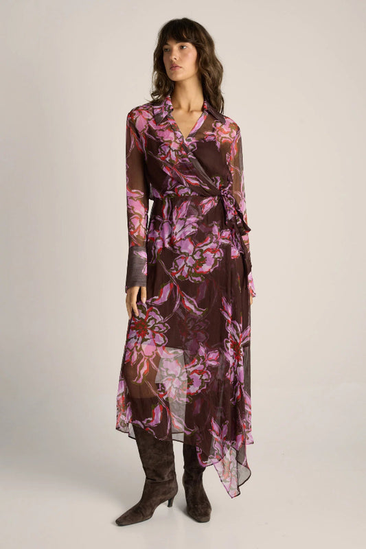 Isla Wrap Dress Dark Flower Print 