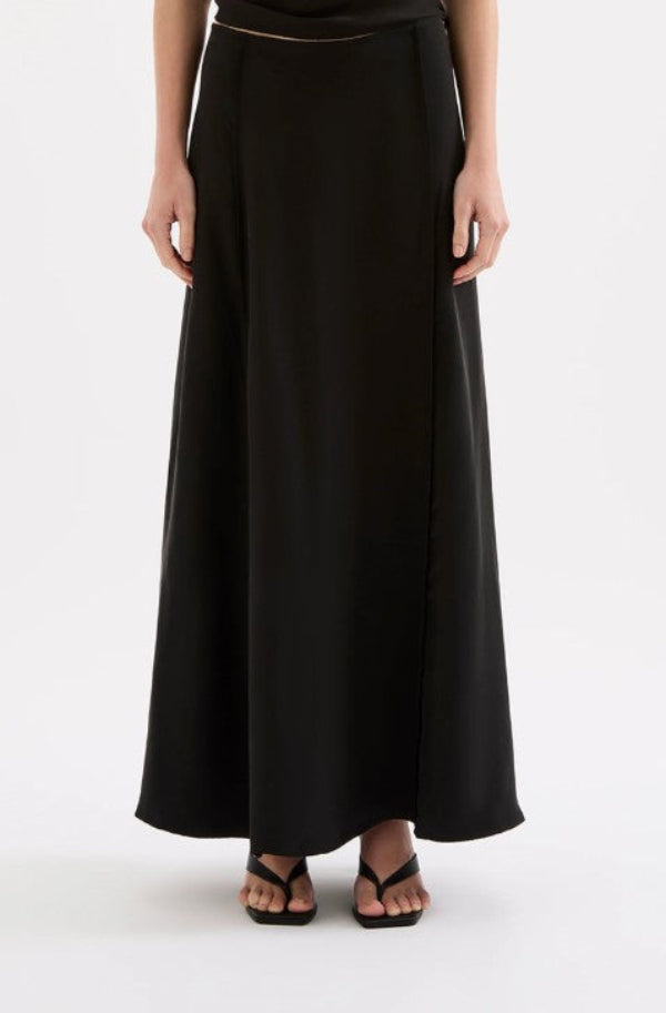 Leon Cupro Maxi Skirt Black 