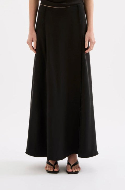 Leon Cupro Maxi Skirt Black 
