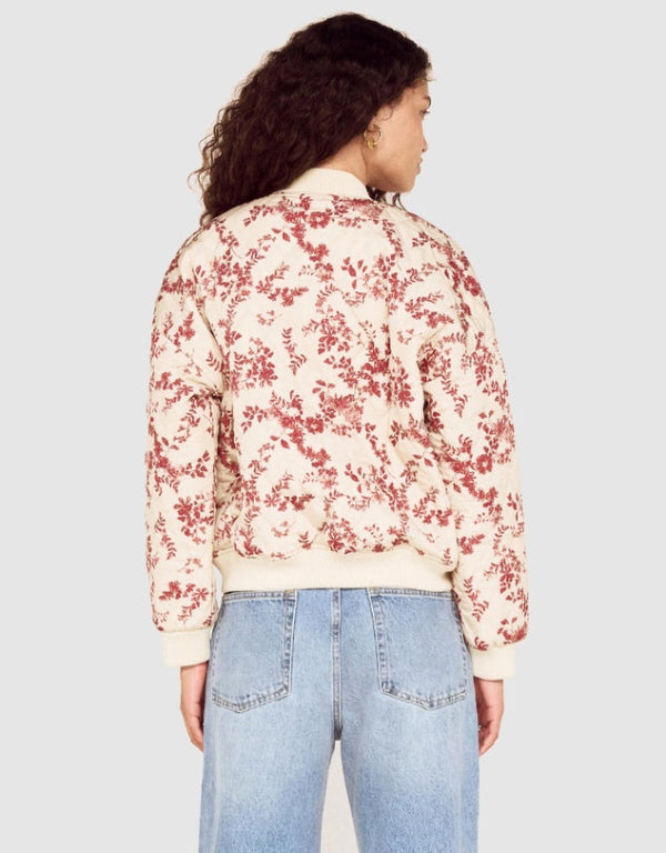 Leona Puffer Jacket Wine/Cream Floral