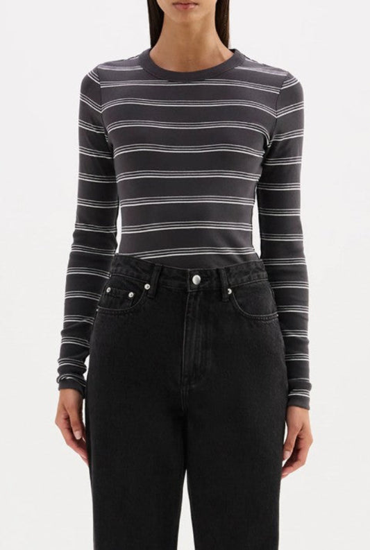 Lexi Long Sleeve Top Coal Stripe