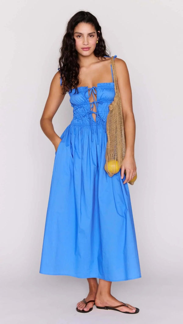 Liana Tie Detail Midi Dress Jacaranda Blue