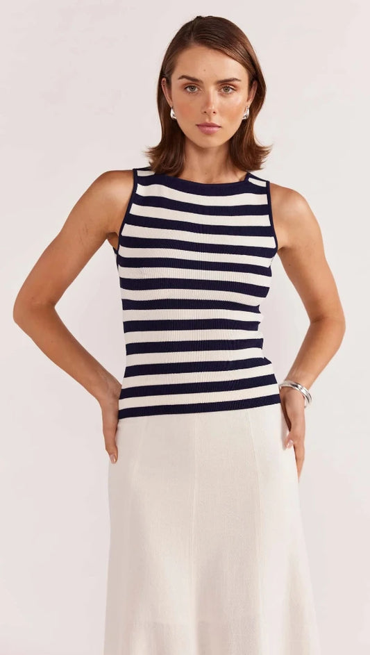 Loren Stripe Knit Tank Navy / White