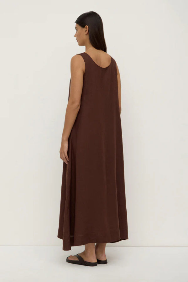 Maree Linen Maxi Dress Espresso