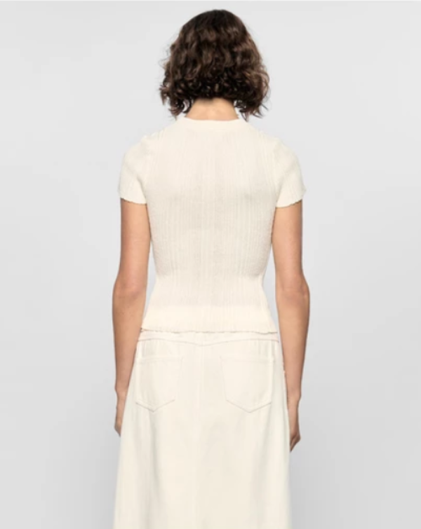 Maya Ribbed Knit Tee White