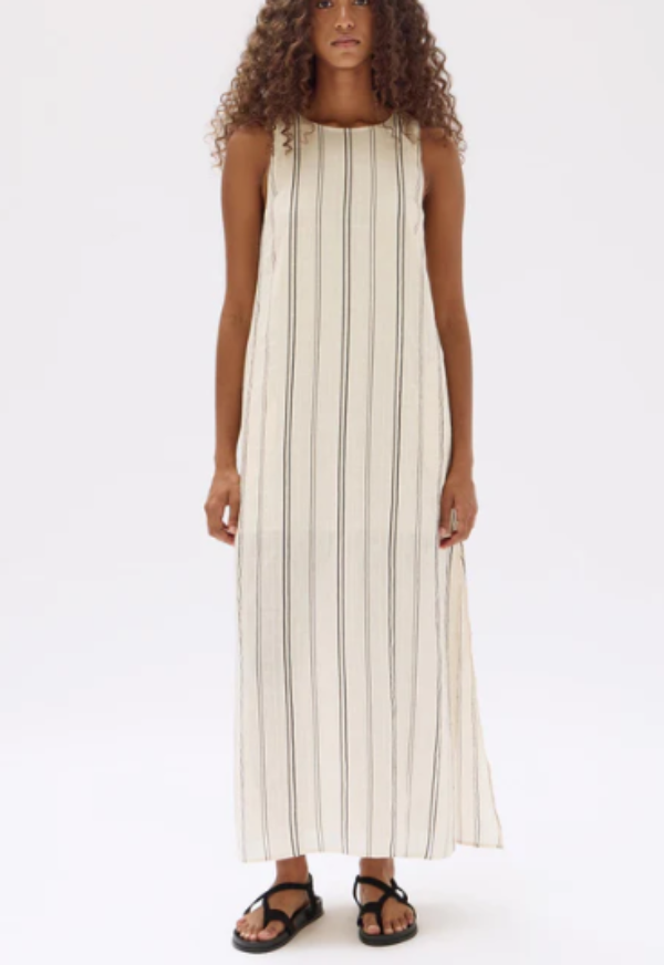 Milos Stripe Maxi Dress Cream/Black