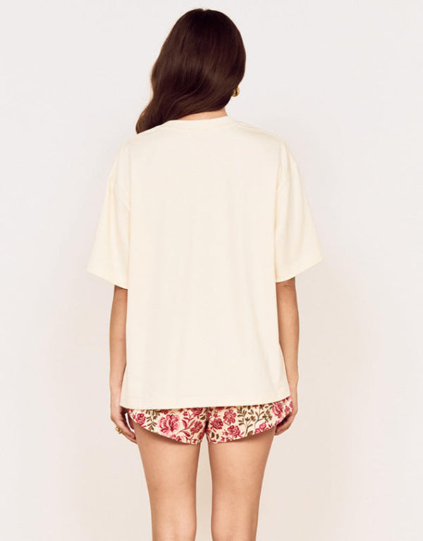 Amelie Crochet Applique Tee Cream