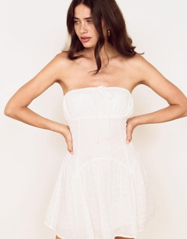 Anais Embroidered Mini Dress White