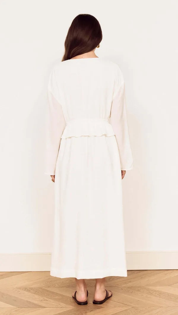 Aya Crinkle Midi Dress White