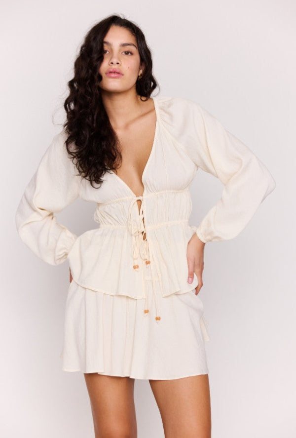 Estelle Tie Front Blouse Cream