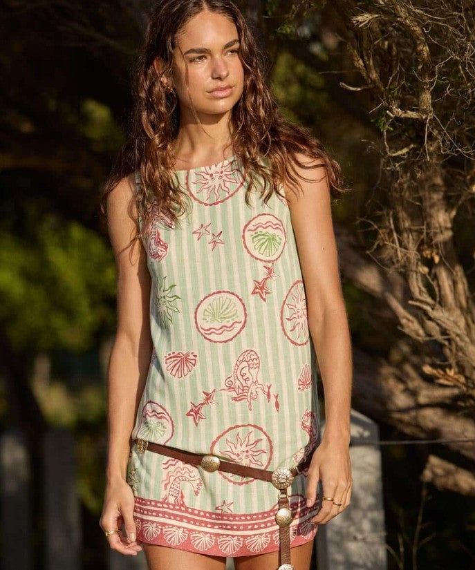 Soleil Shift Mini Dress Mermaid Stripe