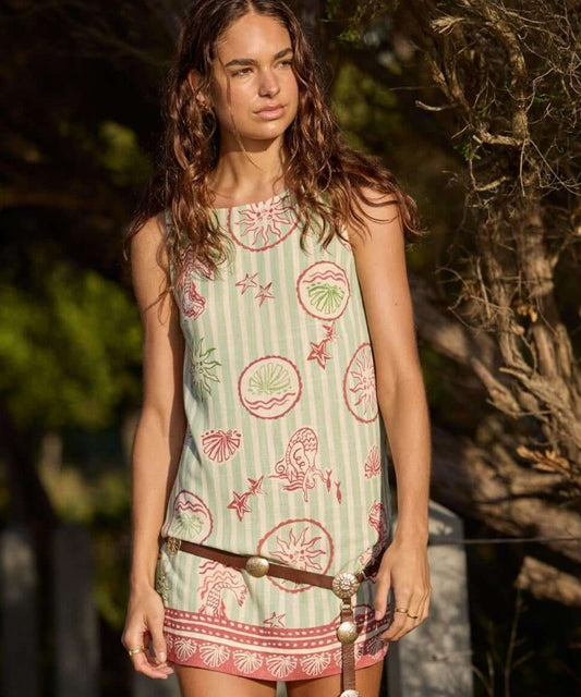 Soleil Shift Mini Dress Mermaid Stripe