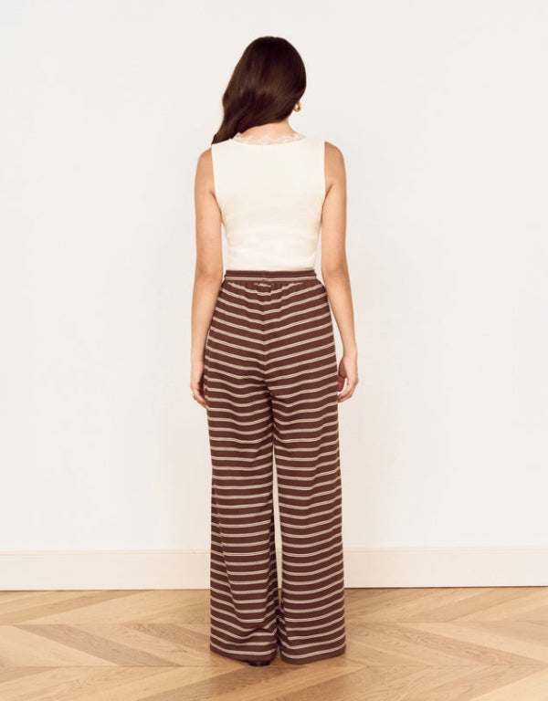Vesper Drawstring Pant Chocolate Stripe