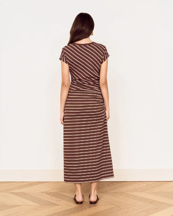 Vesper Midi Dress Chocolate Stripe