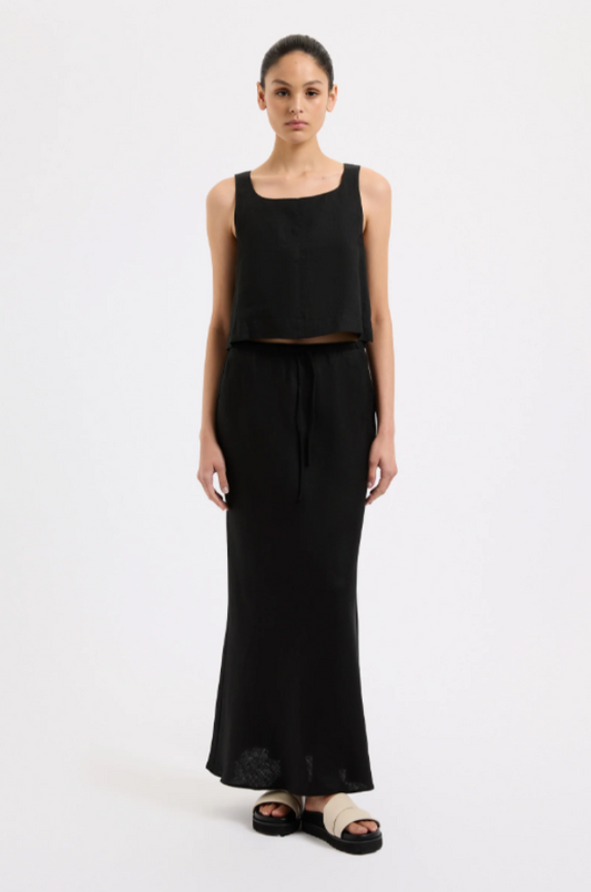 Amani Linen Skirt Black