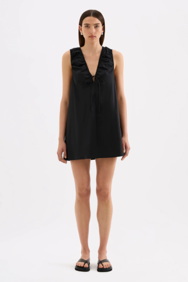 Cerie Poplin Mini Dress Black