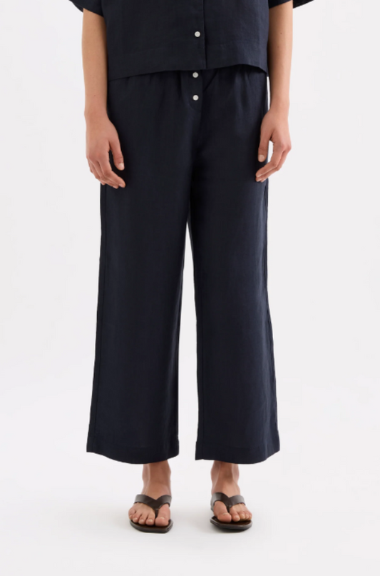 Lounge Linen Crop Pant Ink 