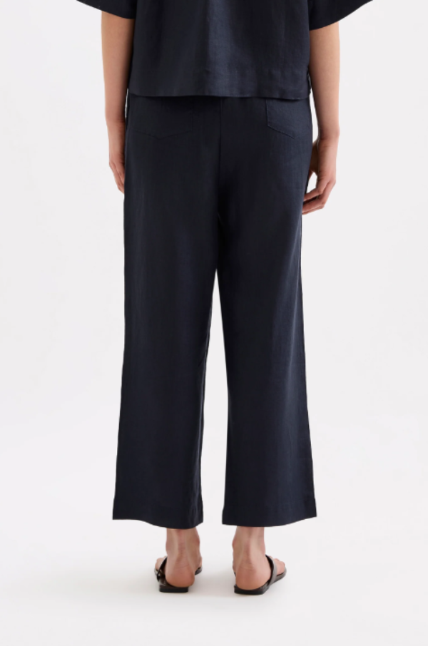 Lounge Linen Crop Pant Ink 