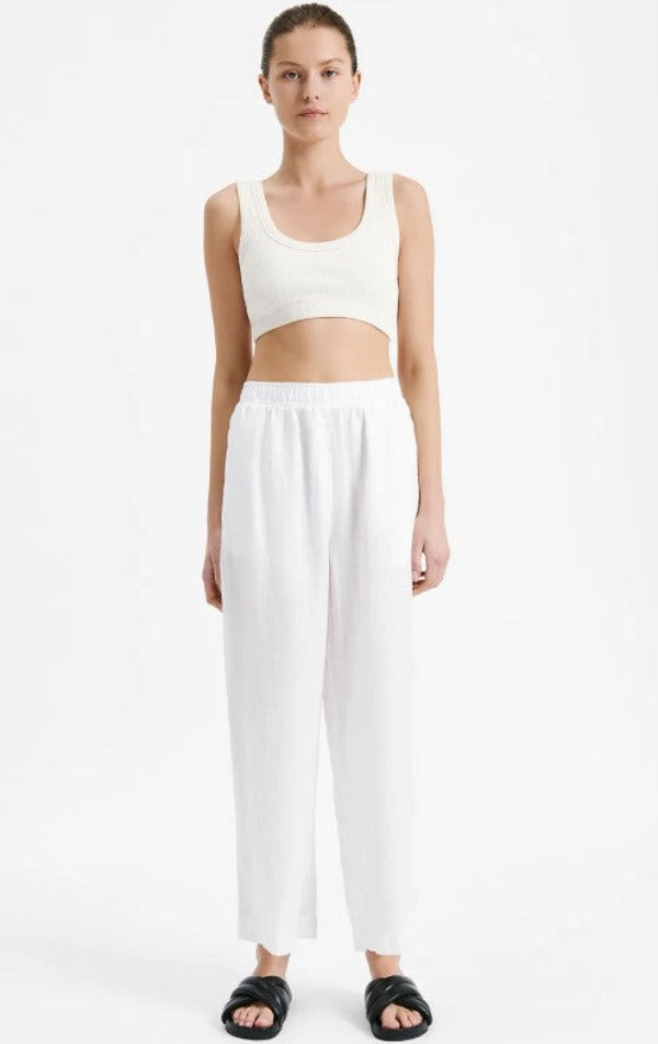 Nude Lucy Lounge Linen Crop Pant White