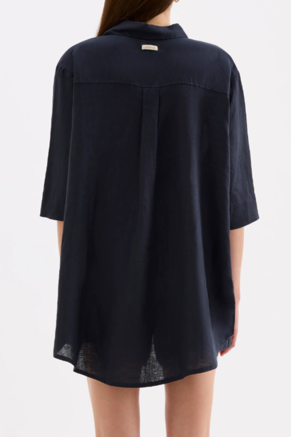 Lounge Linen Longline Shirt Ink