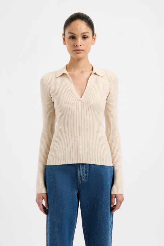 Lourdes Rugby Knit Cream Marle