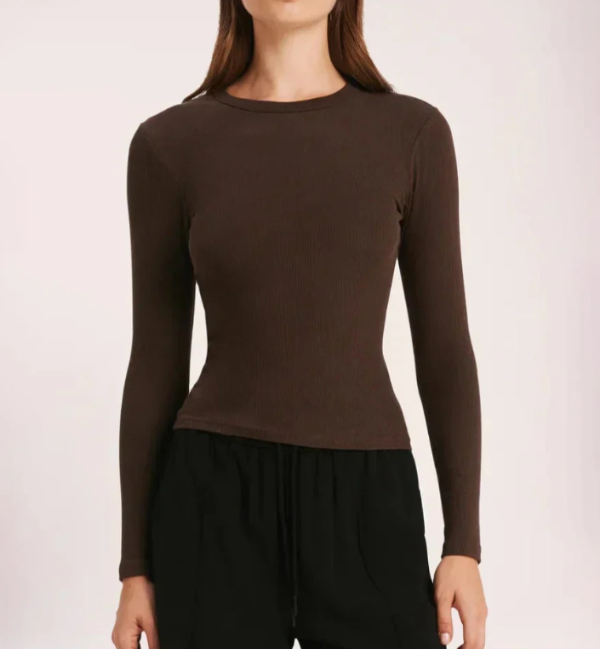 Nude Lucy Organic Rib LS Tee Raisin