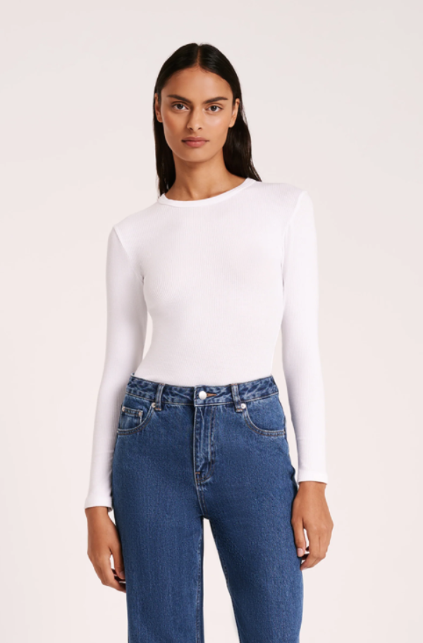 Nude Lucy Rib Organic LS Tee White