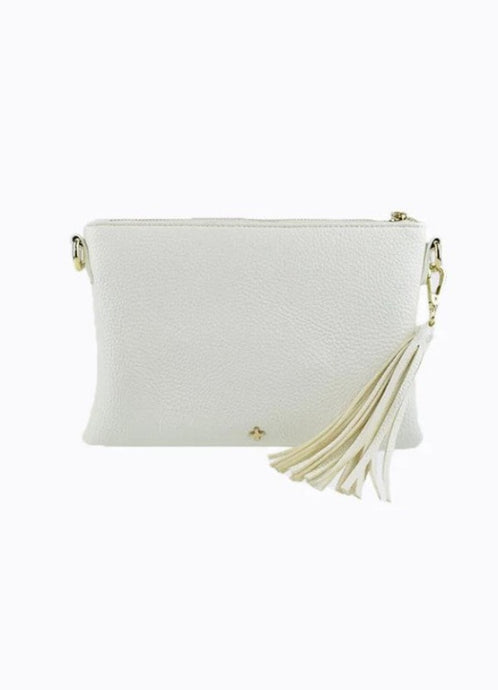 Peta +Jain Kourtney Crossbody Bag with Tassel White Pebble