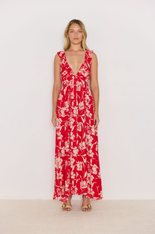Poppy Maxi Dress Red Floral