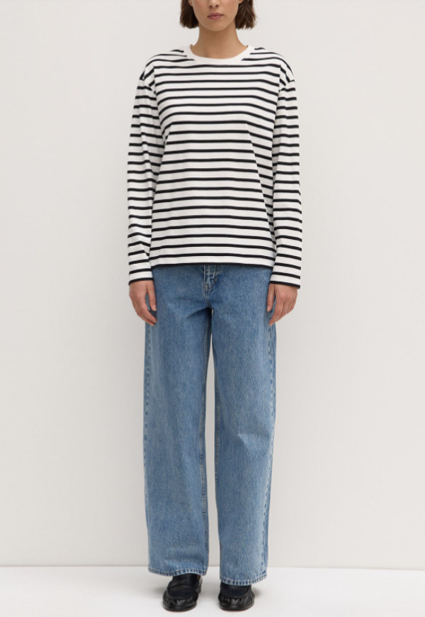 Portside Stripe Long Sleeve Tee Antique White/Black