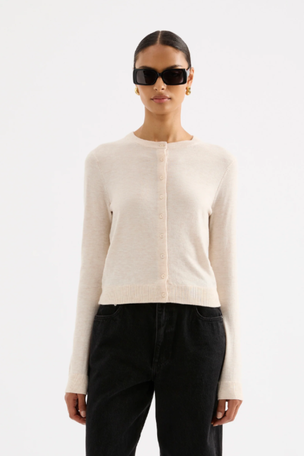 Rae Knit Cardigan Cream Marle