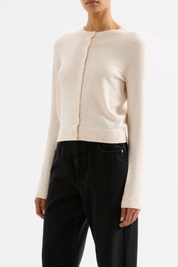 Rae Knit Cardigan Cream Marle