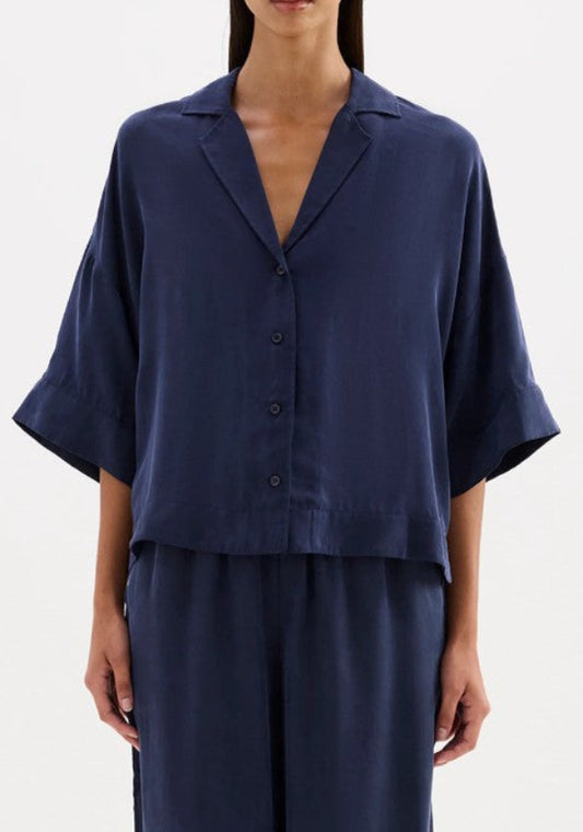 Rika SS Cupro Shirt Midnight