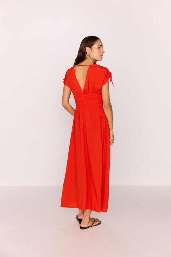 Scarlett V-Neck Midi Dress Flame Red 
