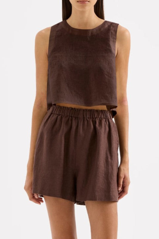 Sian Linen Top Chocolate