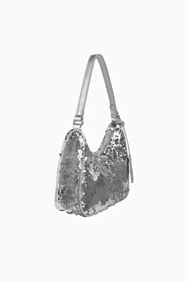 Niah Scoop Shoulder Bag Silver Sequins