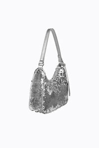 PEITA + JAIN Niah Scoop Shoulder Bag Silver Sequins