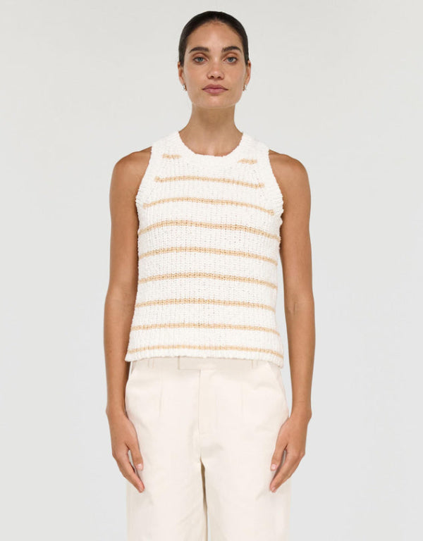 Cove Stripe Knit Tank White