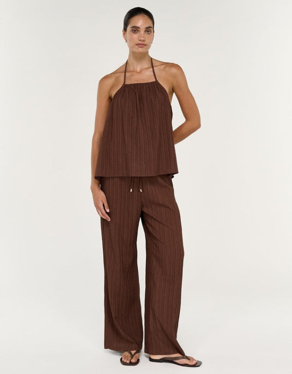 Delphira Drawstring Pant Chocolate