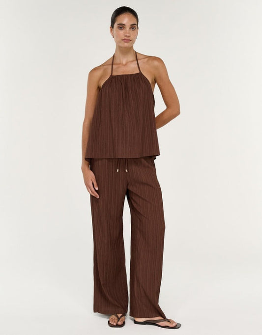 Delphira Drawstring Pant Chocolate