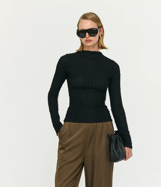 Drew High Neck Top Black