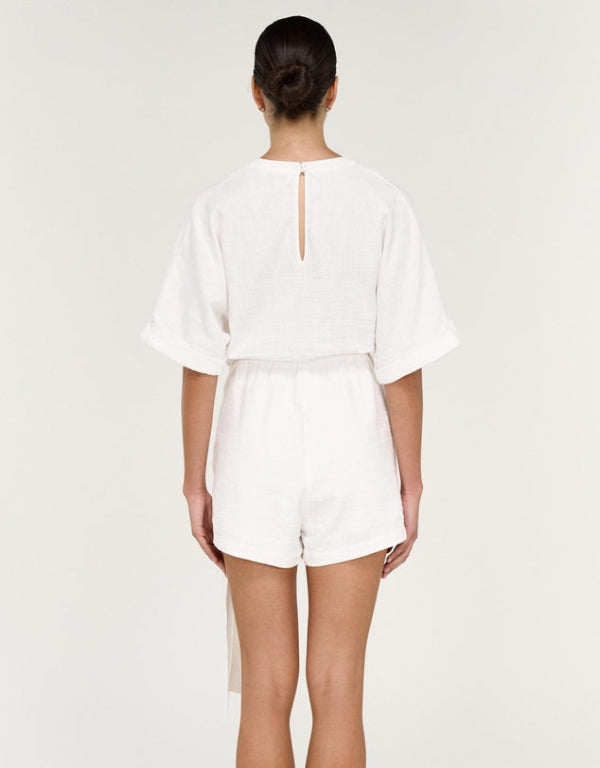 Elvara Wrap Playsuit White