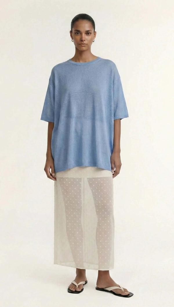Orla Oversized Knit Tee Dusty Blue
