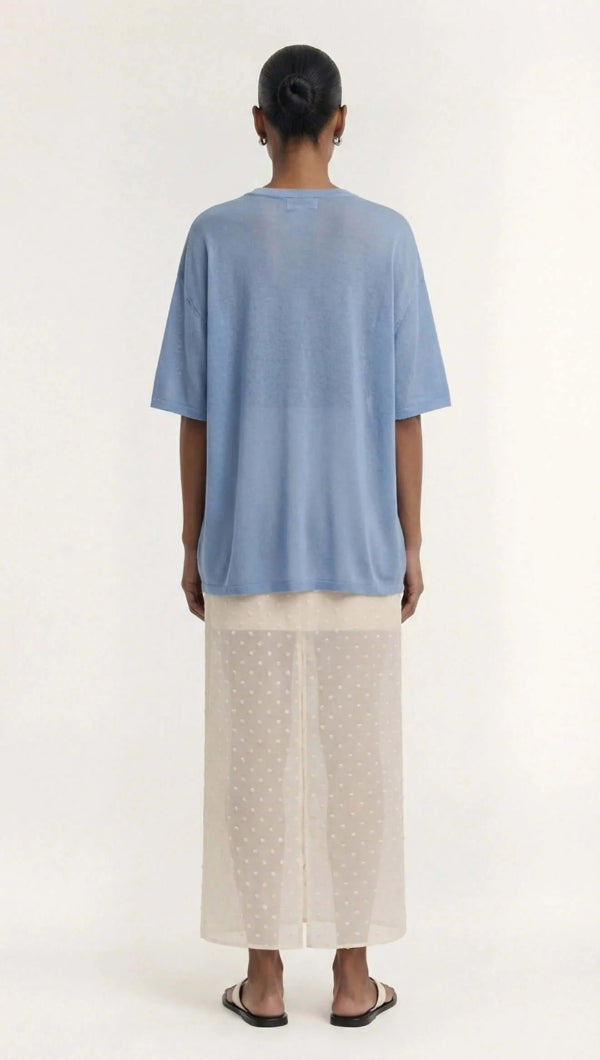 Orla Oversized Knit Tee Dusty Blue