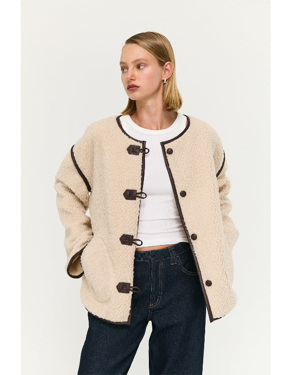 Pascal Teddy Duffle Coat Beige Chocolate