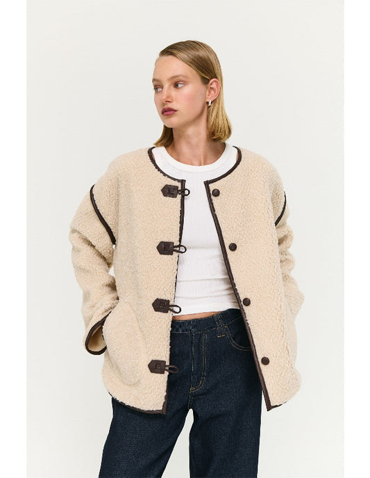 Pascal Teddy Duffle Coat Beige Chocolate