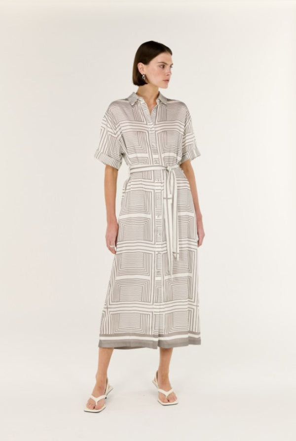 Siphon Midi Shirtdress Geometric